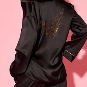 Victoria's Secret Fashion show 2025 Black Satin Top with Gold Wing Accent